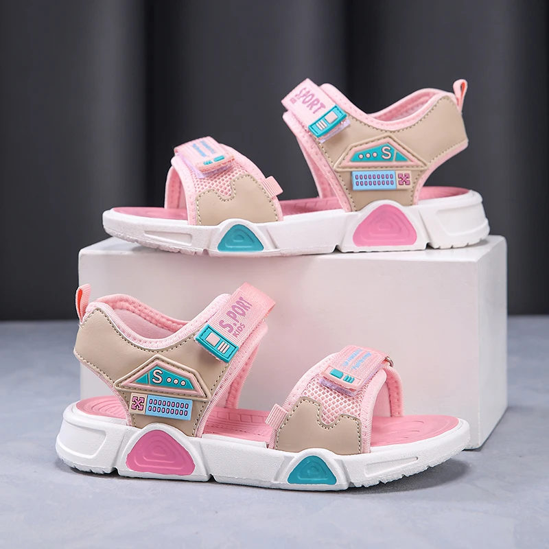 Fashion Kids Shoes Girls Sandals Cute Pink Lightweight Children Casual Barefoot Shoes Sneaker Breathable Flat Sandals for Girls thumbnail 2