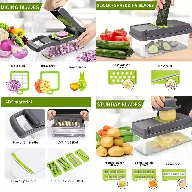 5-in-1 Food Chopper Suitable for Handheld Slicers, Dicers, Graters Multifunctional Vegetable Chopper Kitchen Tool thumbnail 2
