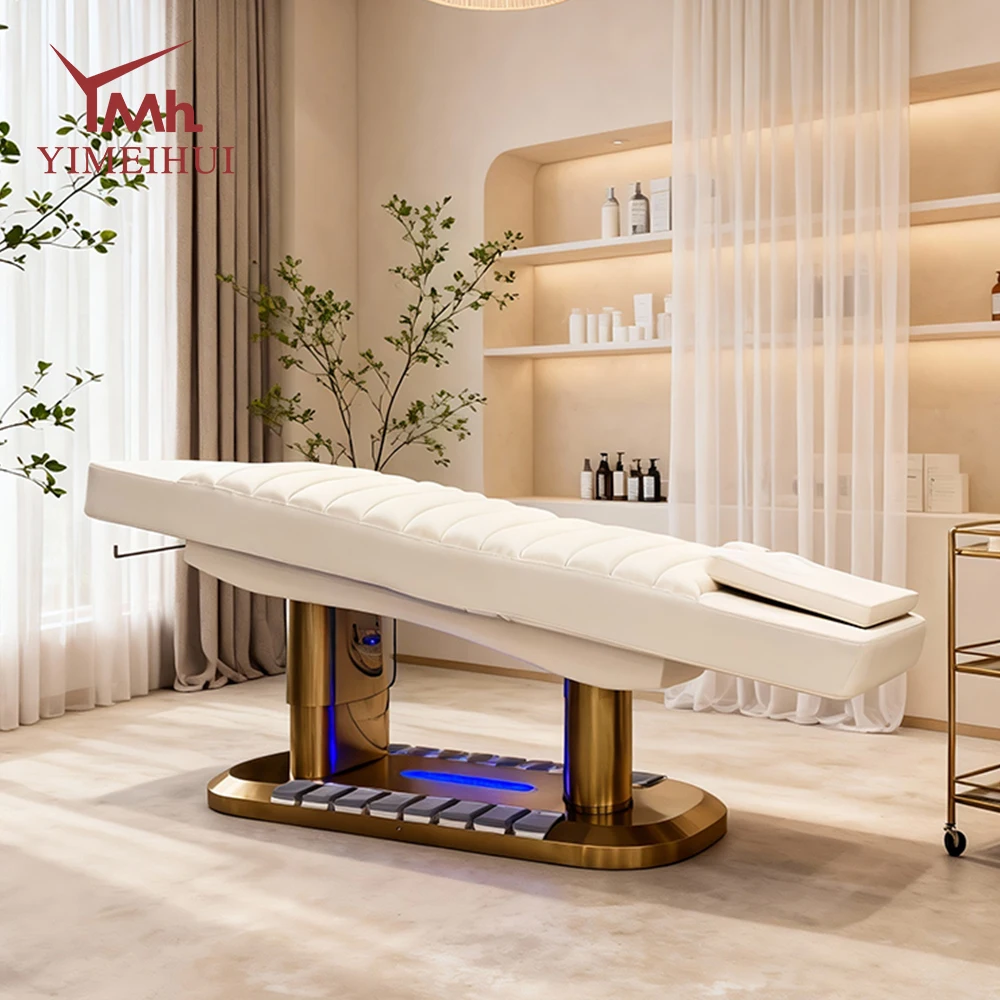 Pu Leather Adjustable 4 Motor Massage Bed With Led Lighting For Professional Beauty Salon Sessions Premium Salon Furniture thumbnail 5