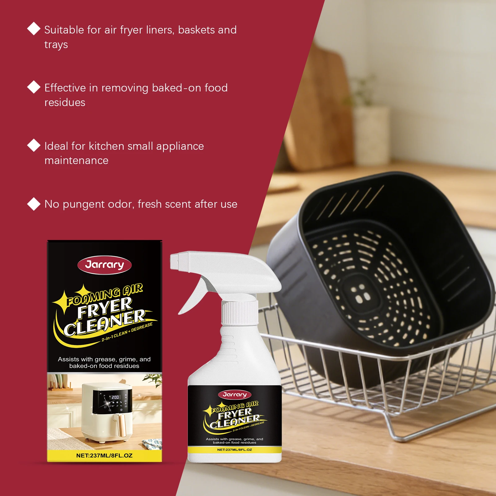 Air Fryer Cleaner 2-in-1 Clean Degrease Spray for Oven Microwave Remove Burnt Food Residue Tough Grime Kitchen Appliance Cleaner thumbnail 5