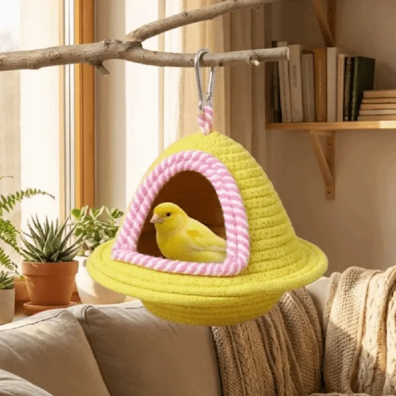 Warm Sleep Bird Cage Nest Handmade Weave Windproof Bird Hanging Bed Thickened Bite Resistant Pet Habitat Pet Parrot thumbnail 4