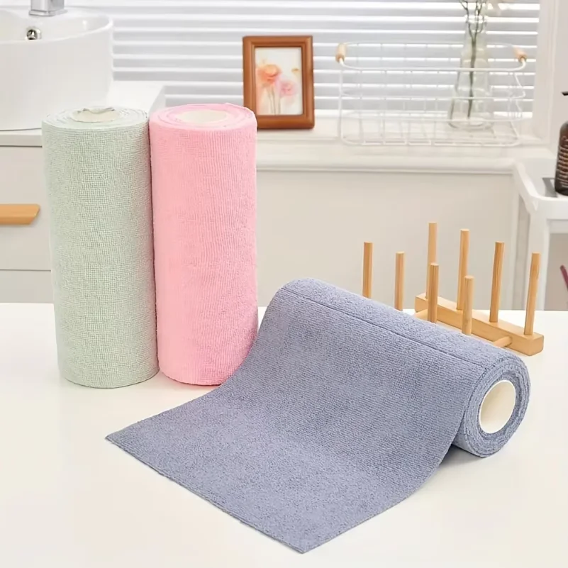 4M Reusable Kitchen Dish Cloth Roll Washable Cleaning Wipes Paper Towel Alternative Absorbent Rag for Living Room Bedroom thumbnail 5