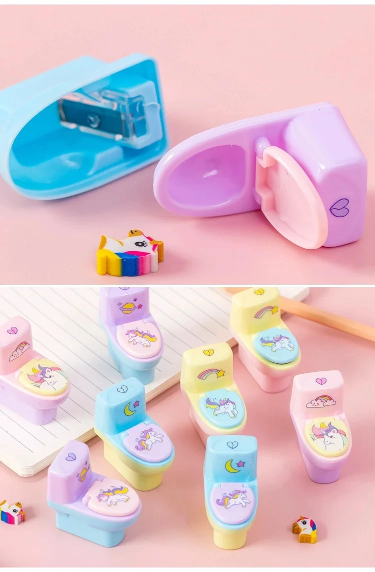 1 Piece Lytwtw's Stationery Pencil Sharpener Creative Shape Cartoon Unicorn School Supplies Gift Accessories with Eraser thumbnail 3