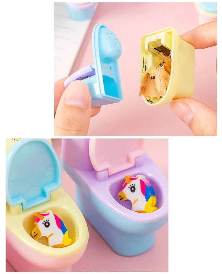 1 Piece Lytwtw's Stationery Pencil Sharpener Creative Shape Cartoon Unicorn School Supplies Gift Accessories with Eraser thumbnail 2