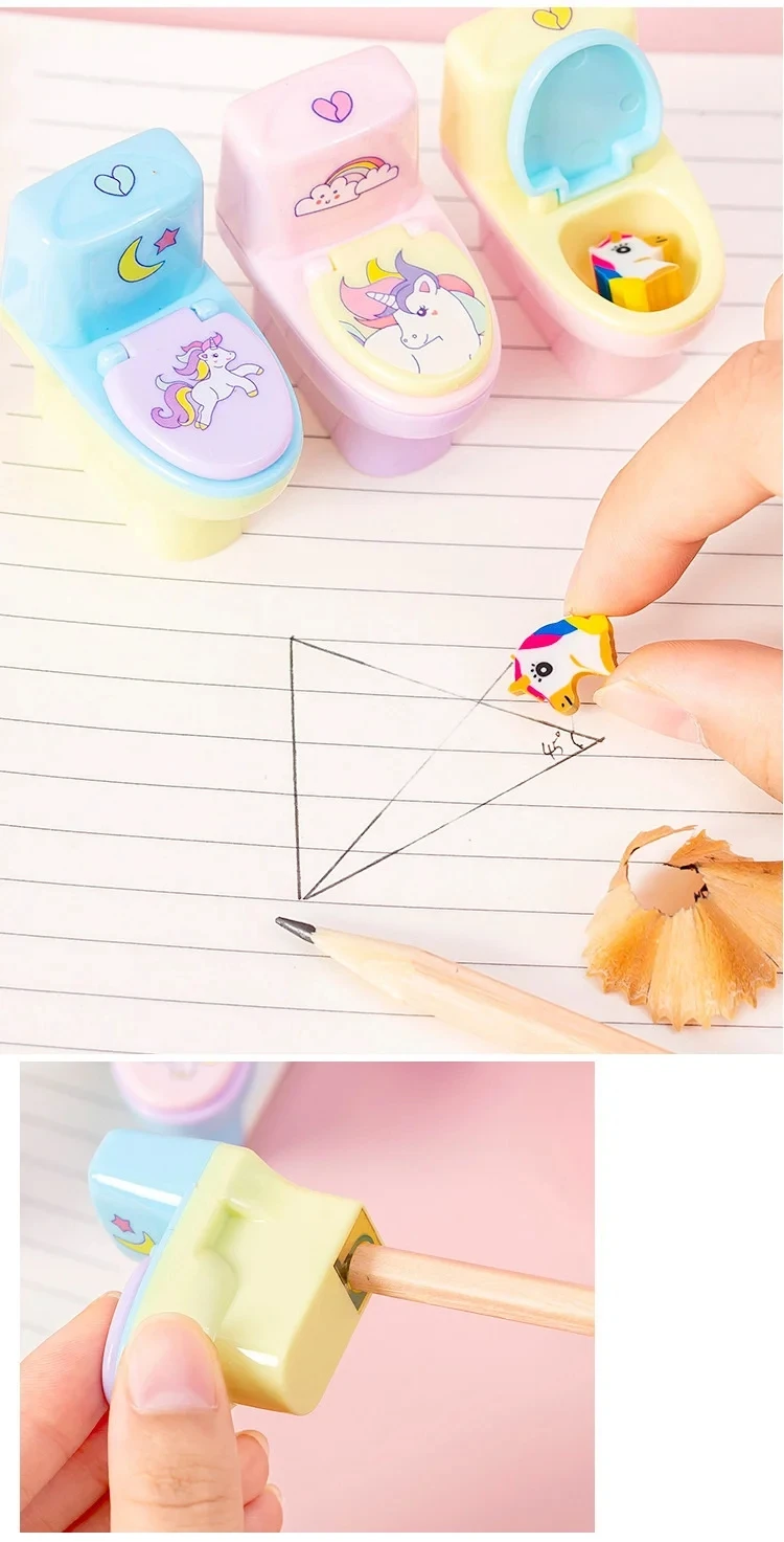 1 Piece Lytwtw's Stationery Pencil Sharpener Creative Shape Cartoon Unicorn School Supplies Gift Accessories with Eraser thumbnail 4