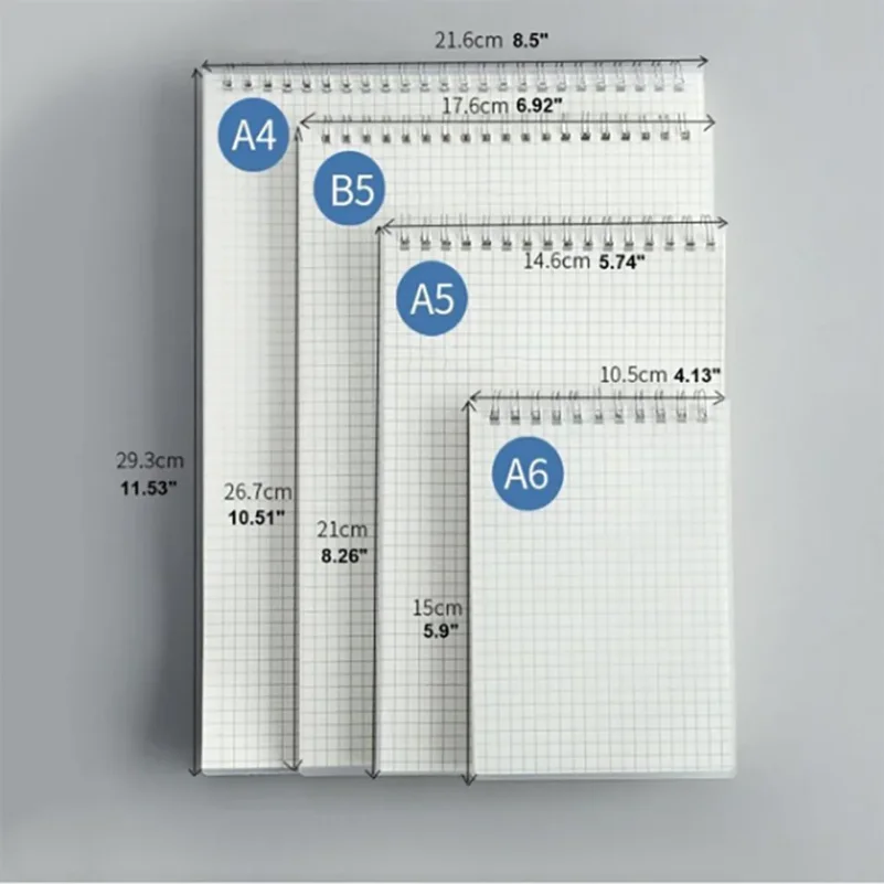 A5/B5/A4 Coil Notebook Grids Upward Flipping Notepad 80 Sheets Hard Cover Sketchbook School Office Supplies thumbnail 2