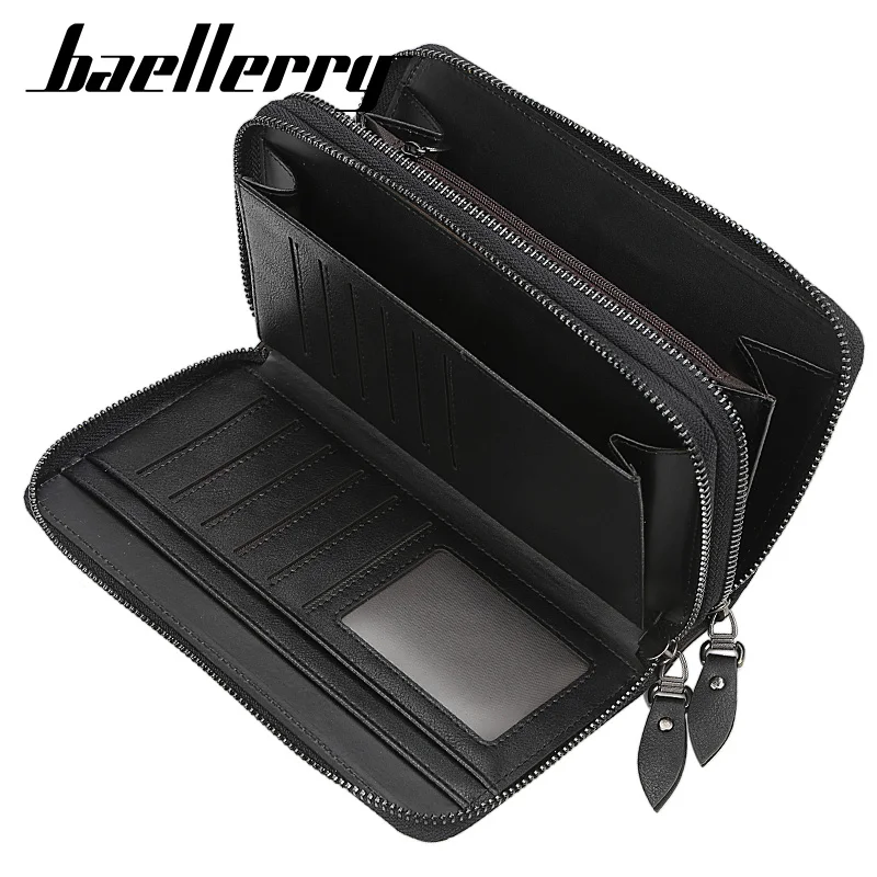Baellerry Men's Large Capacity Long Wallet Clutch Handbag Business Multi Double Zipper Phone Bag Item Storage Organizer thumbnail 2