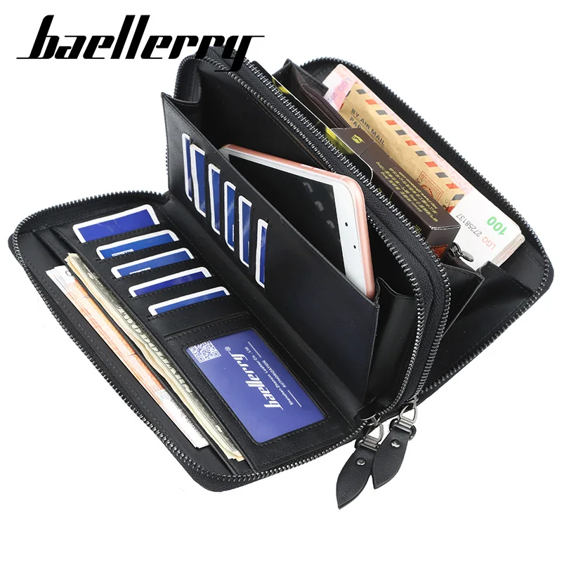 Baellerry Men's Large Capacity Long Wallet Clutch Handbag Business Multi Double Zipper Phone Bag Item Storage Organizer thumbnail 3