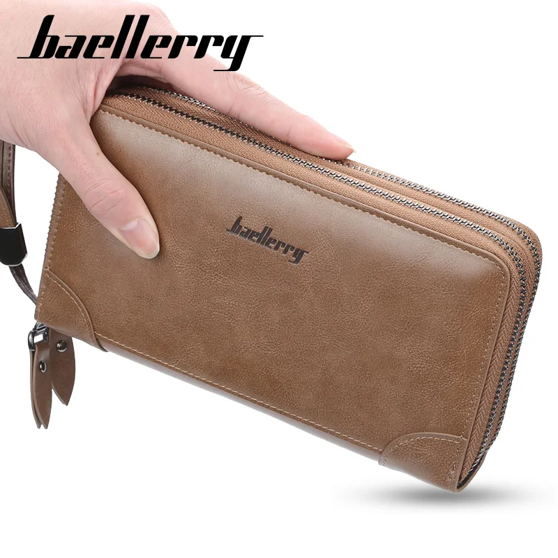 Baellerry Men's Large Capacity Long Wallet Clutch Handbag Business Multi Double Zipper Phone Bag Item Storage Organizer thumbnail 5