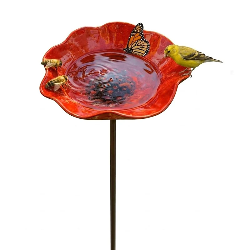 Metal Petal Bird Drinking Device Hand-made Outdoor Bird Shower Bee Watering Station Household Courtyard Garden Decoration Gift thumbnail 6