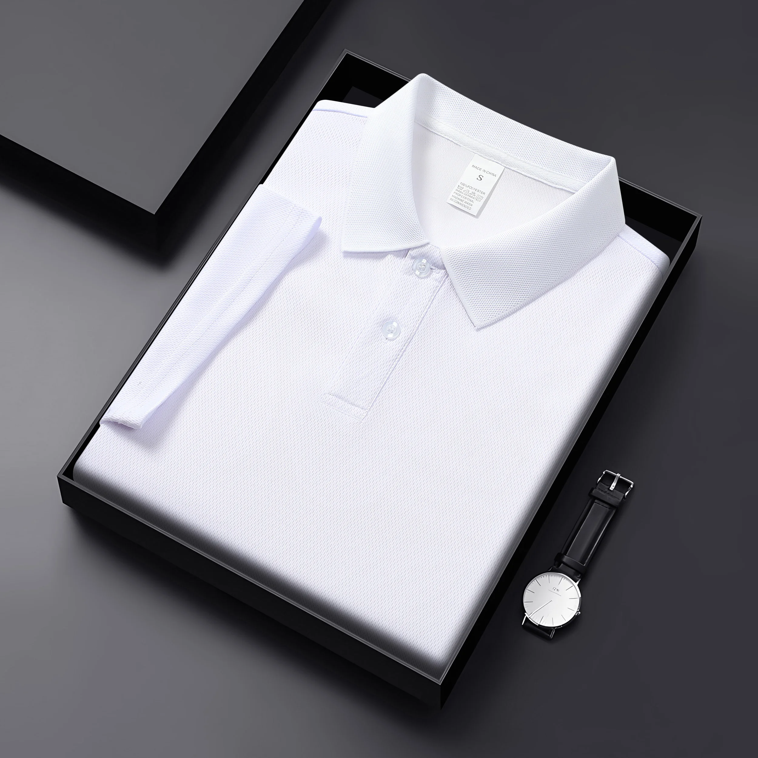 New Men's Business Casual Short Sleeved  Solid Color POLO Shirt Fashion Breathable Comfortable Summer Versatile Top