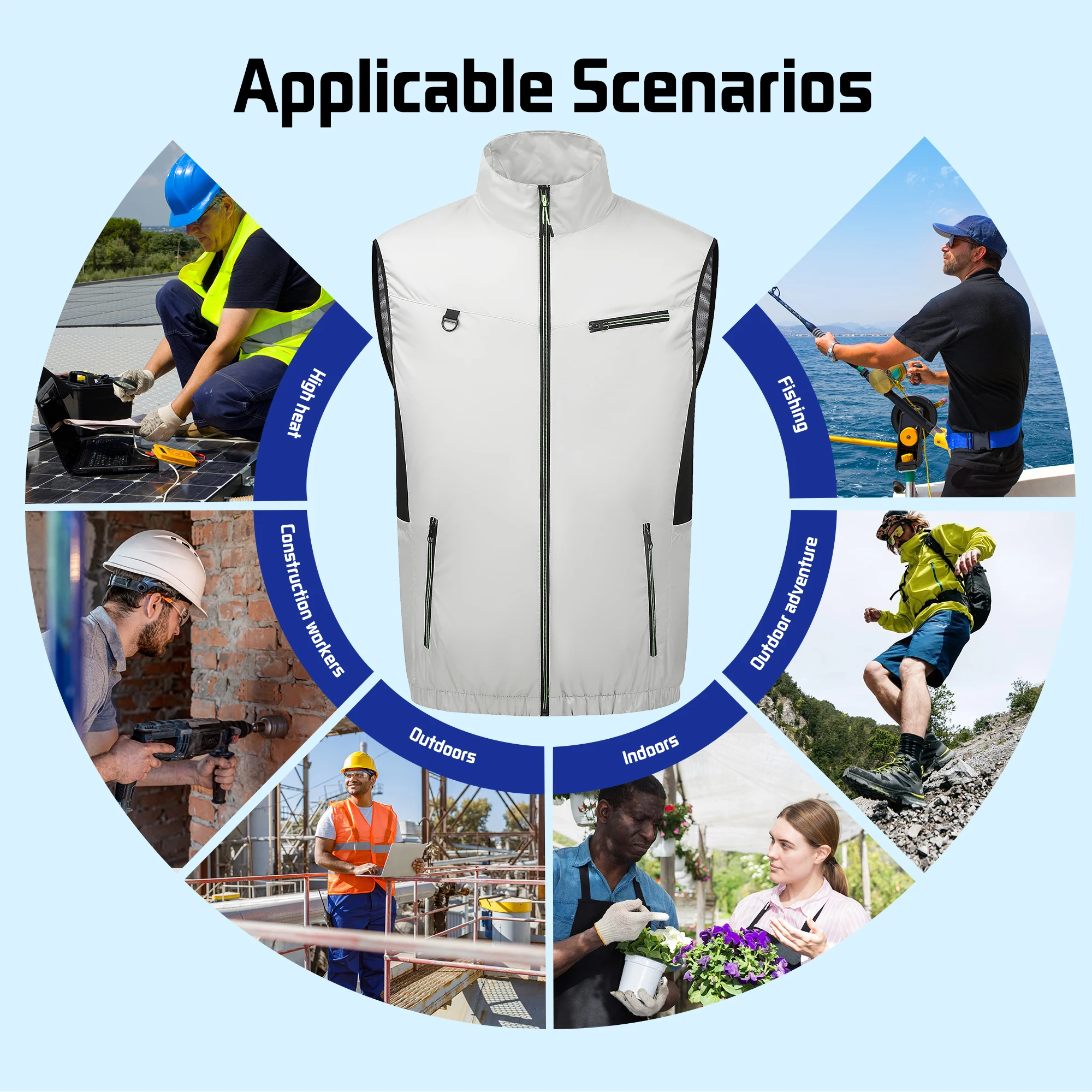 Cooling Fan Vest Hiking Air-conditioned Clothes Men Women Cooling Vest Work Sport Outdoor Camping Fishing Summer Cool Jacket thumbnail 2