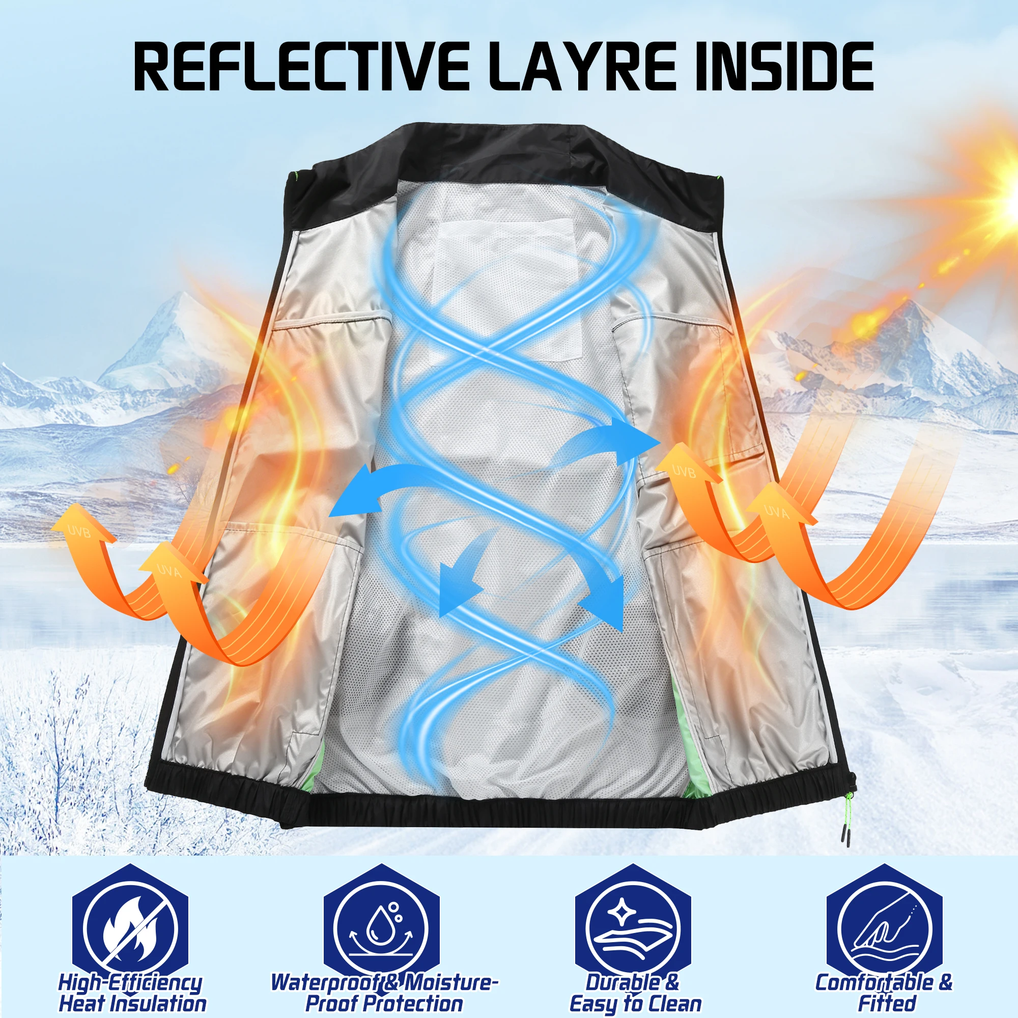 Cooling Fan Vest Hiking Air-conditioned Clothes Men Women Cooling Vest Work Sport Outdoor Camping Fishing Summer Cool Jacket thumbnail 4