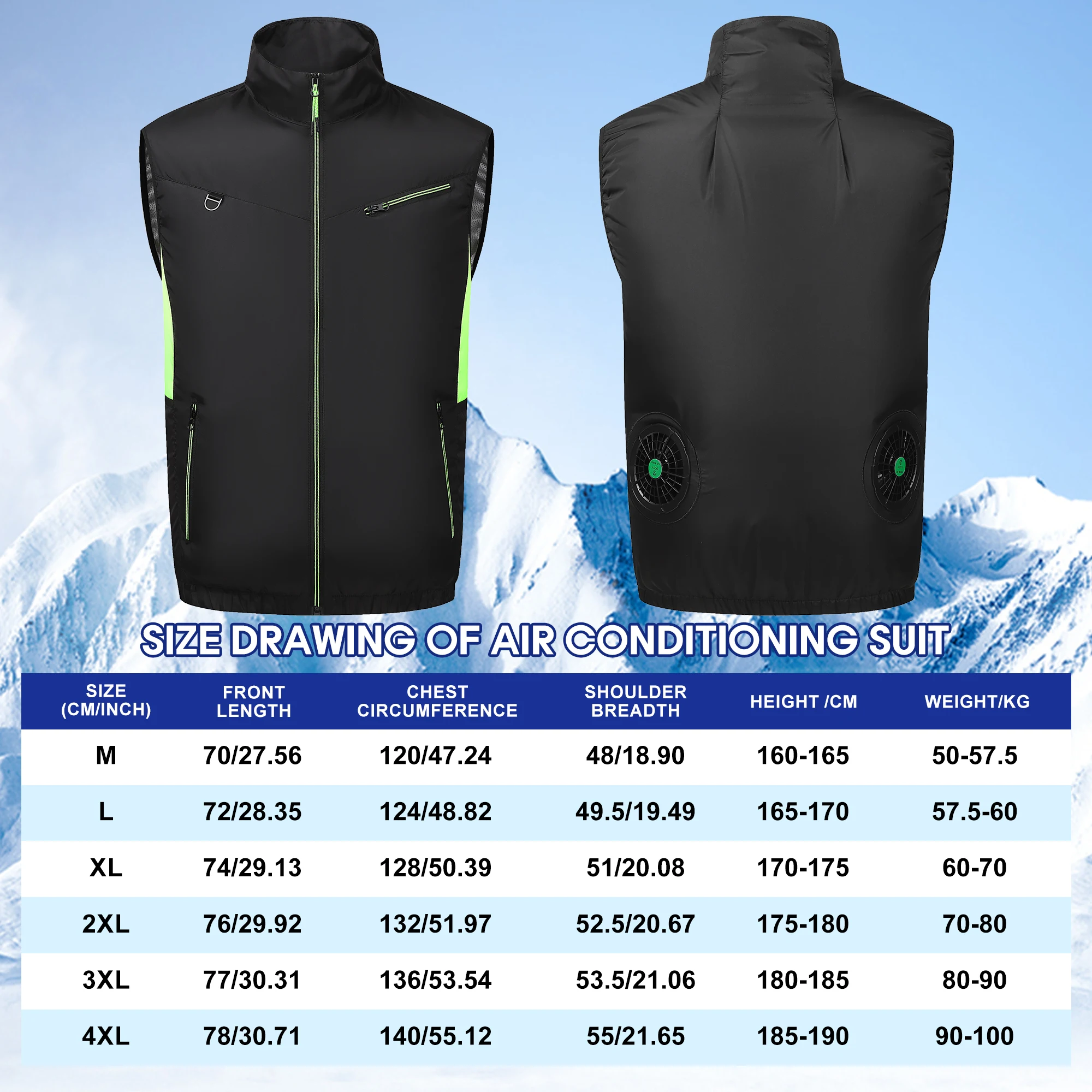 Cooling Fan Vest Hiking Air-conditioned Clothes Men Women Cooling Vest Work Sport Outdoor Camping Fishing Summer Cool Jacket thumbnail 6