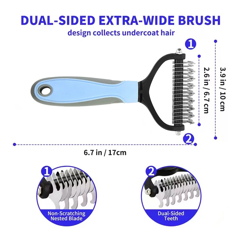 Professional Pet Deshedding Brush Dog Cat Grooming Tool Hair Fur Remover Undercoat Knot Cutter Comb for Puppy Shedding Supplies thumbnail 6
