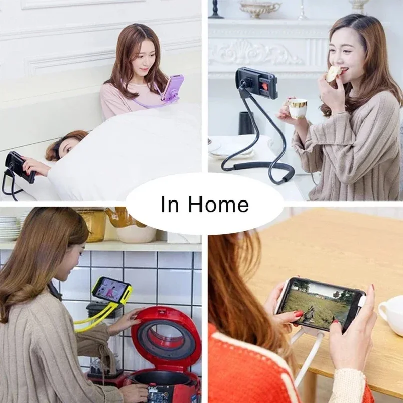 Flexible Mobile Phone Holder Hanging Neck Lazy Necklace Bracket Bed360 Degree Phones Holder Stand For iPhone Xiaomi Samsung thumbnail 6