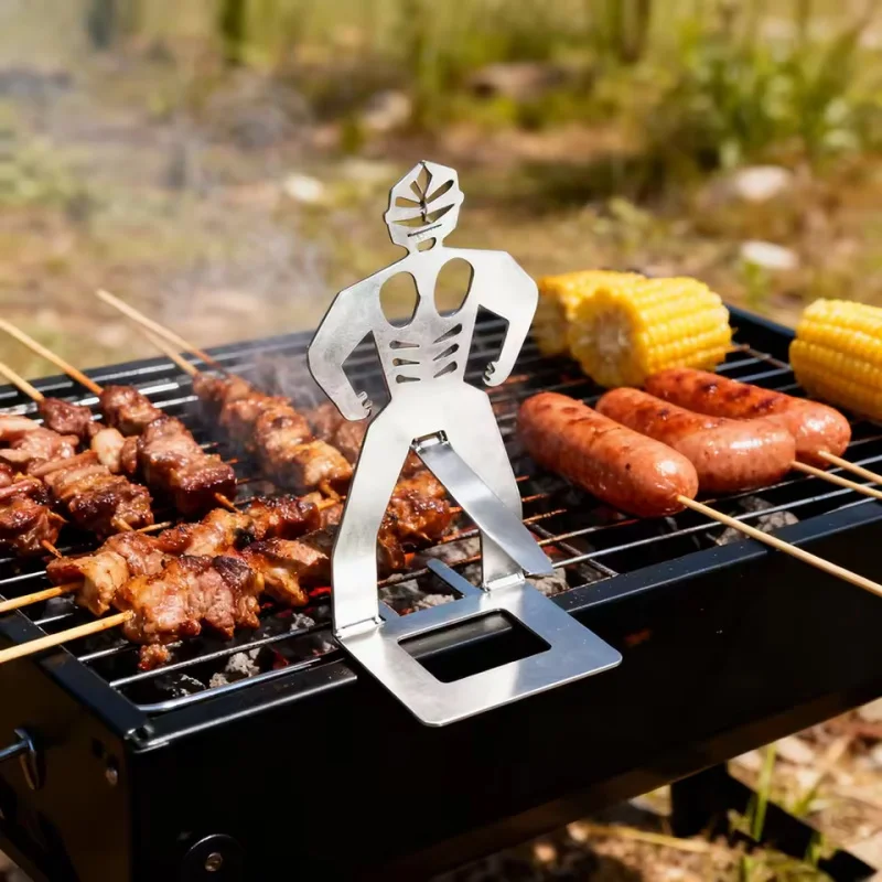 304 Stainless Steel Rustproof BBQ Skewer Stand 1/2 Pcs Funny Novelty Human-Shaped Grill Rack Outdoor Barbecue Tool For Camping thumbnail 5