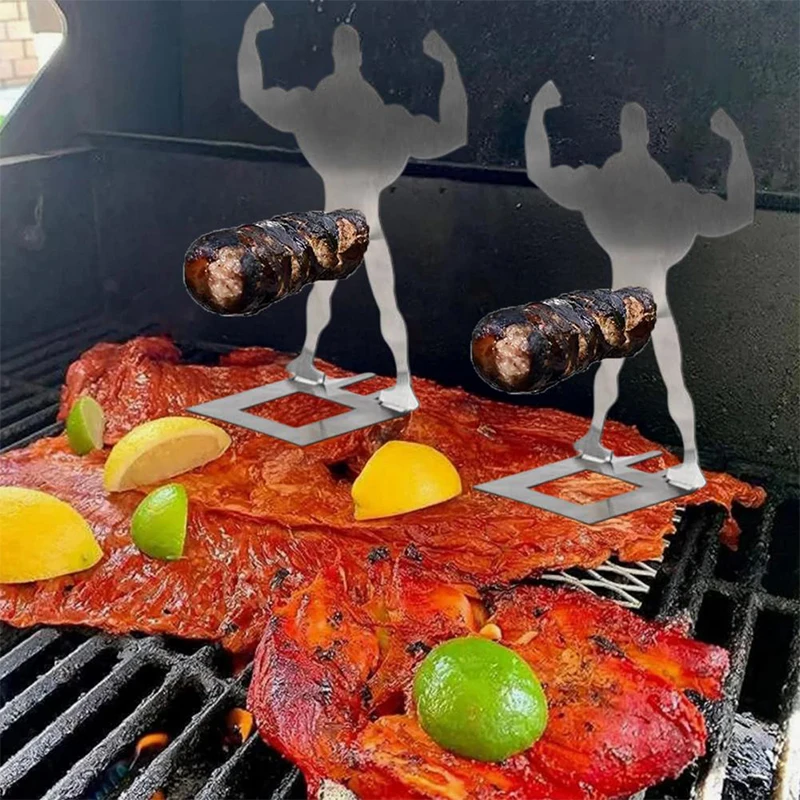 304 Stainless Steel Rustproof BBQ Skewer Stand 1/2 Pcs Funny Novelty Human-Shaped Grill Rack Outdoor Barbecue Tool For Camping thumbnail 6