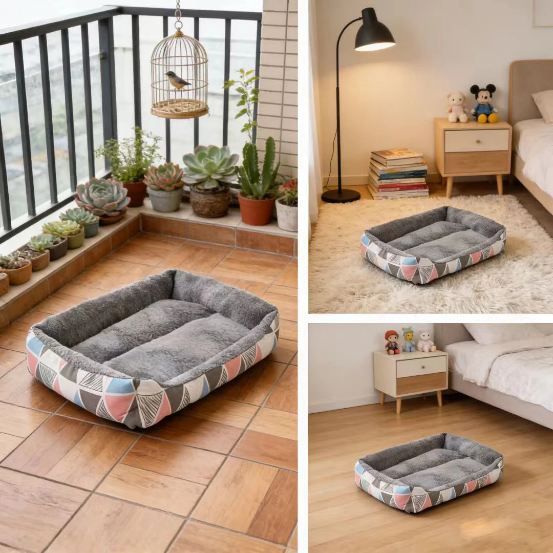 Black Plush Dog Bed for Large, Medium and Small Dogs, Non-Slip and Bite-Resistant Pet Sleeping Mat thumbnail 5