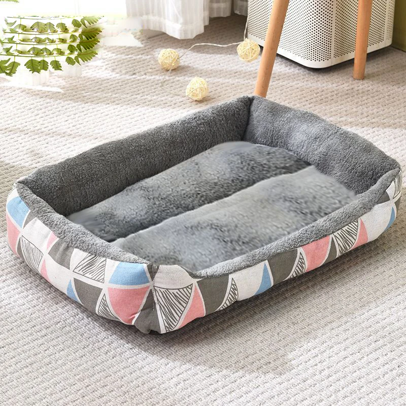 Black Plush Dog Bed for Large, Medium and Small Dogs, Non-Slip and Bite-Resistant Pet Sleeping Mat