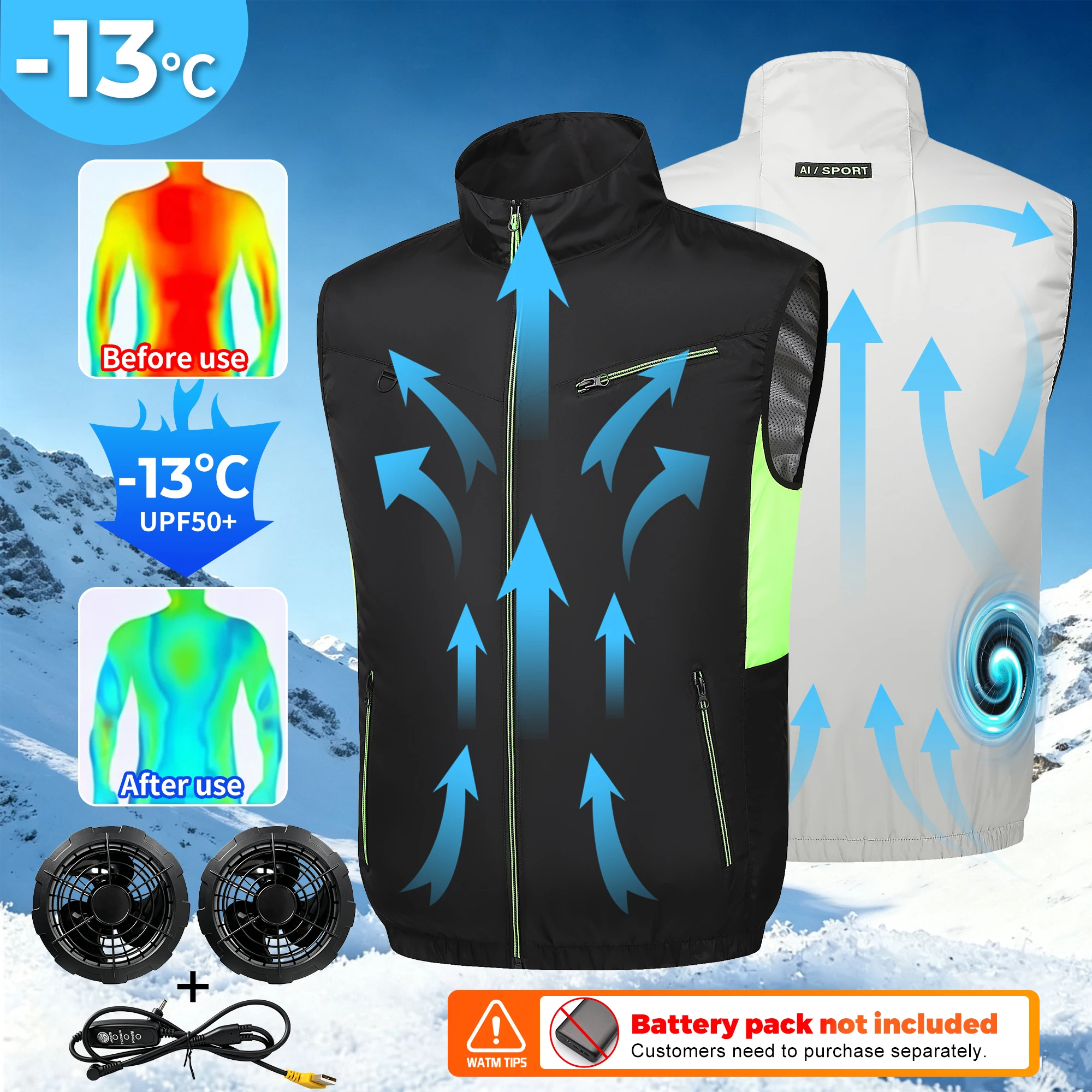 2026 Summer Cooling Fan Vest Wearable Cooling Clothes Air-conditioned Clothes Lightweight for Outdoor Walking Fishing Camping