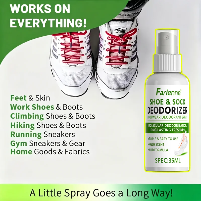 Fariienne Shoe & Sock Deodorizer Spray 35ml - Long-Lasting Fresh Footwear Odor Remover For Sneakers, Boots & Gym Shoes thumbnail 2