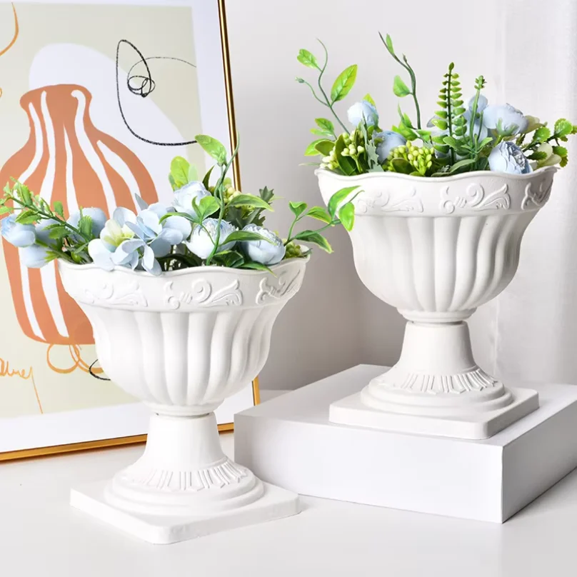 New 1PC Large Outdoor Planter Roman Column Flower Pot Planting Pots Balcony Household White Plastic Porch Decor Flowerpot thumbnail 5
