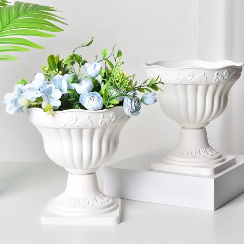 New 1PC Large Outdoor Planter Roman Column Flower Pot Planting Pots Balcony Household White Plastic Porch Decor Flowerpot thumbnail 2