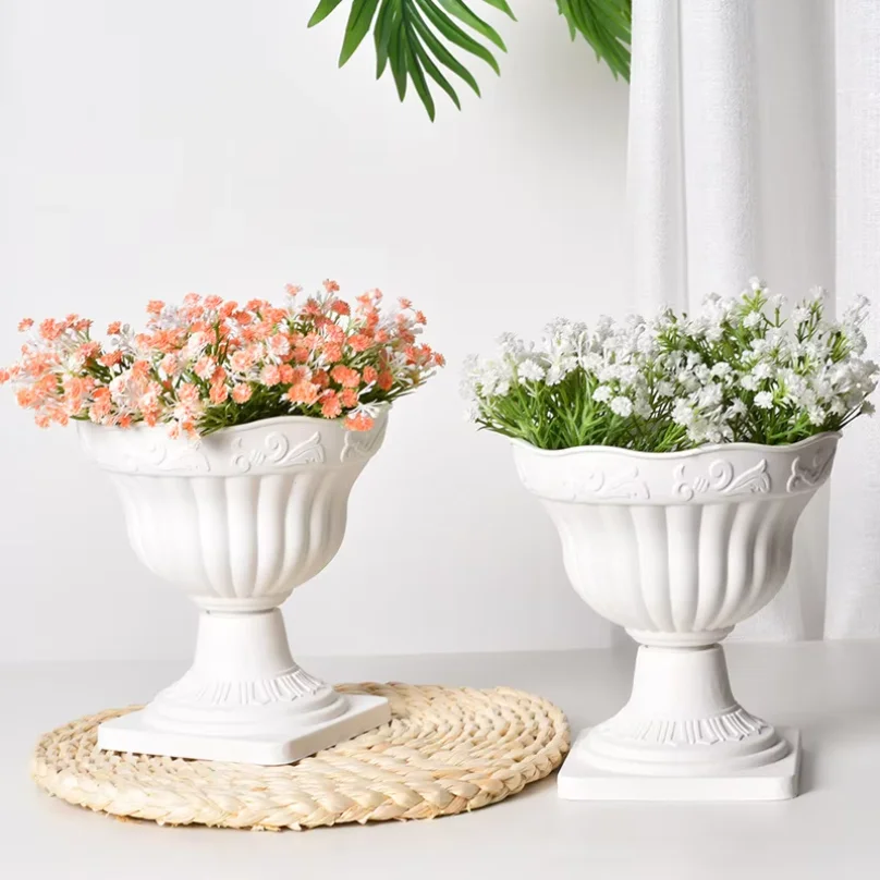 New 1PC Large Outdoor Planter Roman Column Flower Pot Planting Pots Balcony Household White Plastic Porch Decor Flowerpot thumbnail 3
