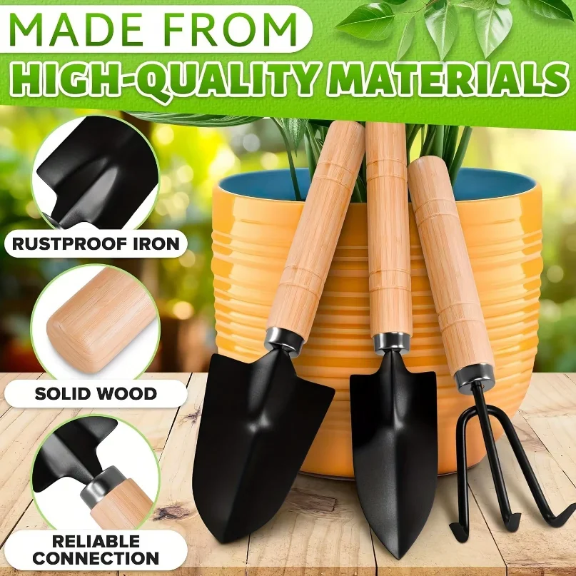 3PC/1Set Mini Gardening Tools Set Portable Small Gardening Tool With Handles Shovel Rake Indoor Gardening Planting Flower Tools thumbnail 4