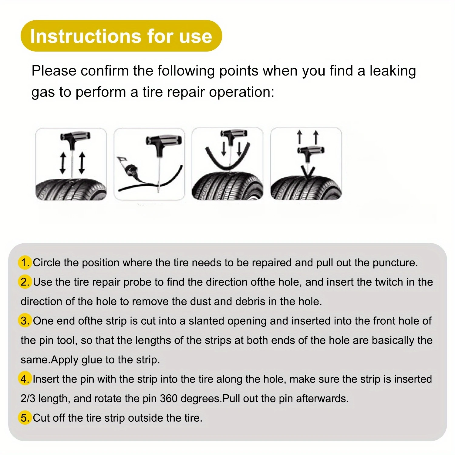 Emergency Heavy Duty Car Tire Repair Kit Multiple Sizes Tubeless Puncture Plug Garage Tools for Auto Bike Motorcycle thumbnail 6