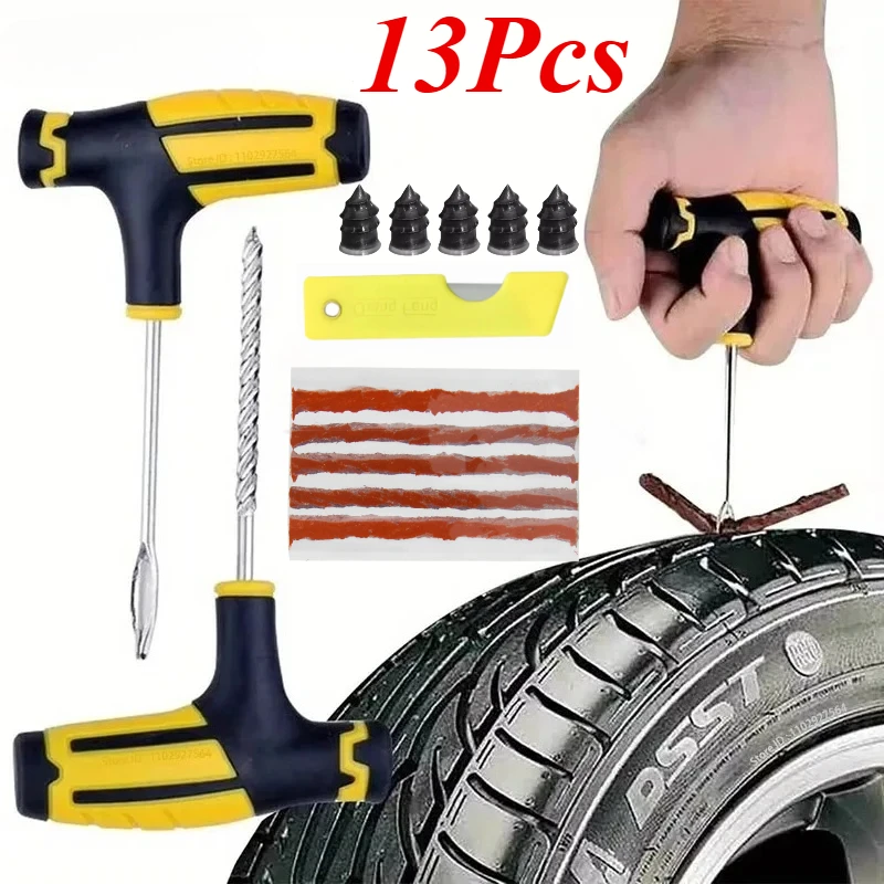 Emergency Heavy Duty Car Tire Repair Kit Multiple Sizes Tubeless Puncture Plug Garage Tools for Auto Bike Motorcycle thumbnail 2