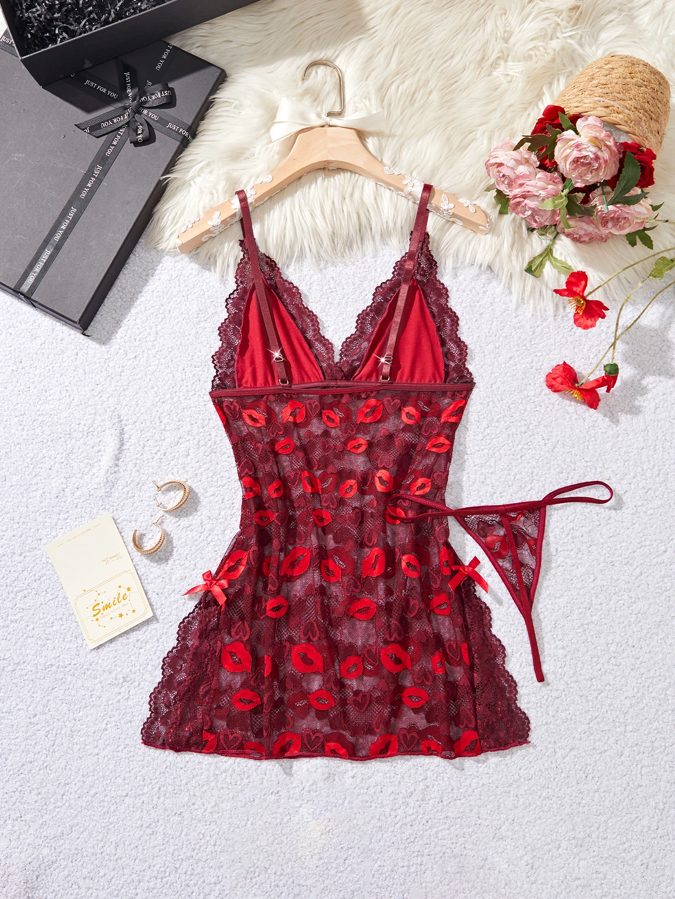Irresistible Sexy Red Lingerie Dress See Through Mesh Sleepwear For Women Romantic Night Summer thumbnail 3