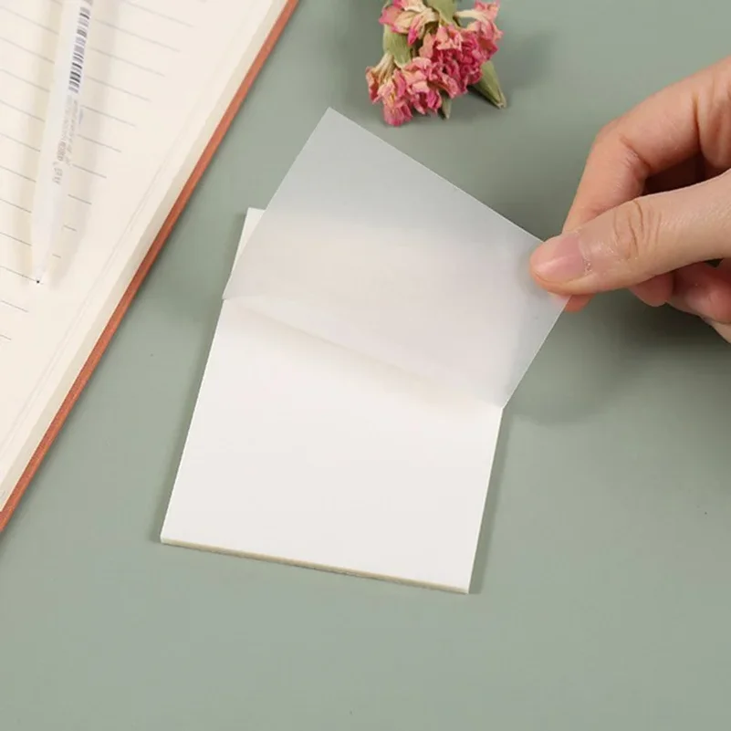5 Pieces 50 Sheets Creative Transparent PET Waterproof Sticky Notes Notepads - School Stationery & Office Supplies Tearable thumbnail 3