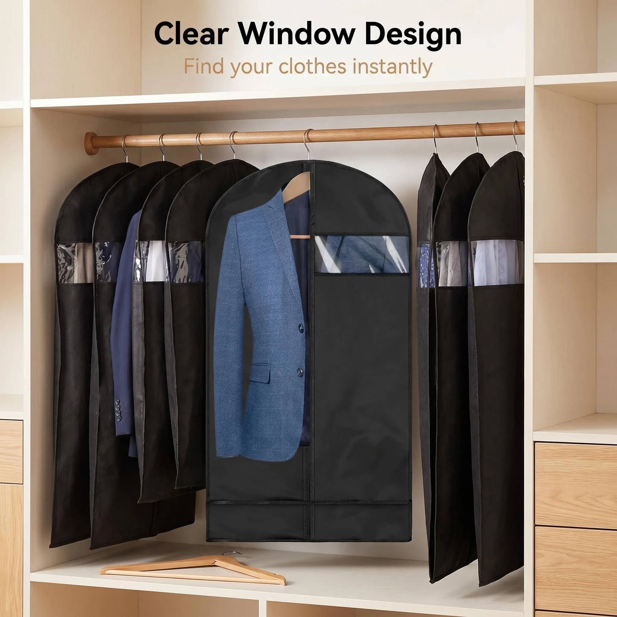 1-15PCS Dustproof Cloth Cover Bags Clothes Hanging Garment Dress Suit Coat Dust Cover Home Storage Bag Pouch Case Organizer thumbnail 5