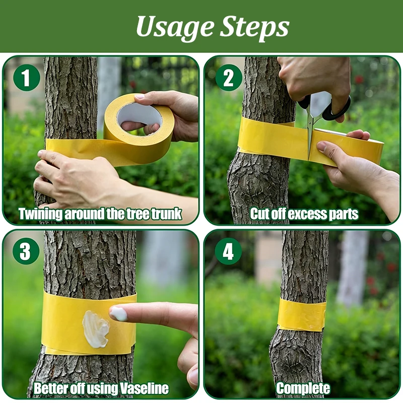Double-Sided Adhesive Insect Tape Outdoor Pest Catcher Garden Tree Insect Control Sticky Tape Trapping Band for Plant Protection thumbnail 4
