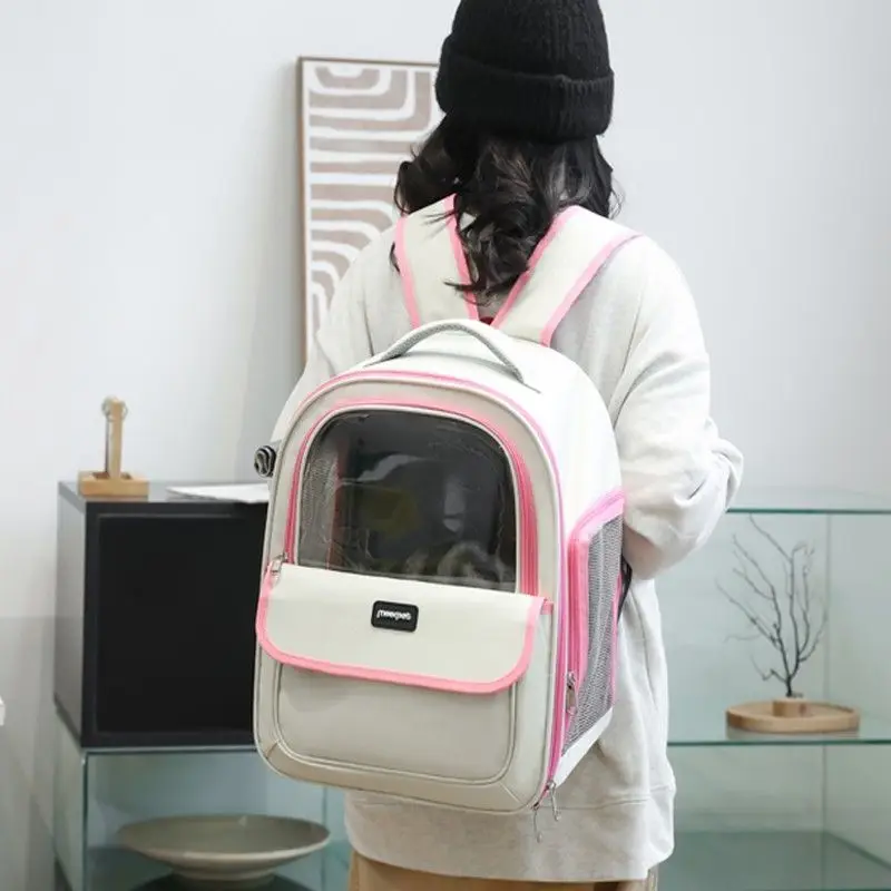 Pet Cat Carrying Bag Breathable Mesh Portable Large Capacity Pet Carrier Backpack for Dog and Cat Outdoor Travel Hiking Supplies thumbnail 5