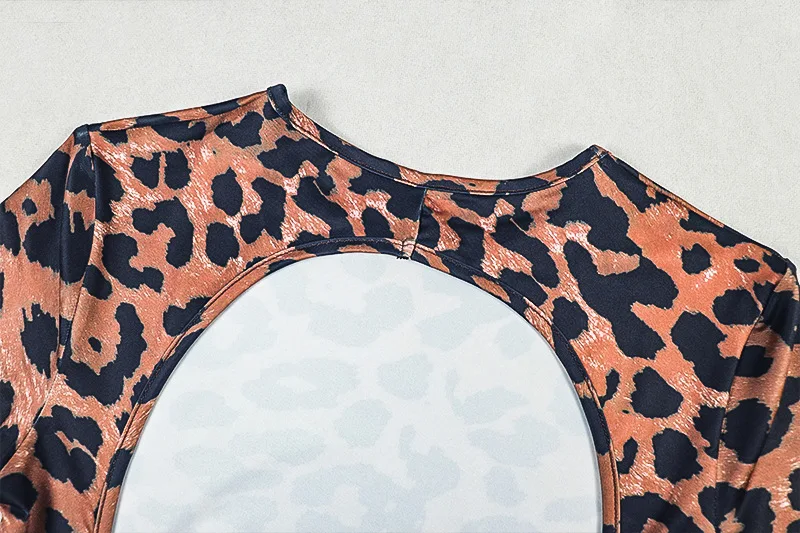 New 2026 Sexy Backless Leopard Jumpsuit Women Tights Stretchy Hollow Out Ankle-Length Pencil Pants Rompers Short Sleeve 65007 thumbnail 6