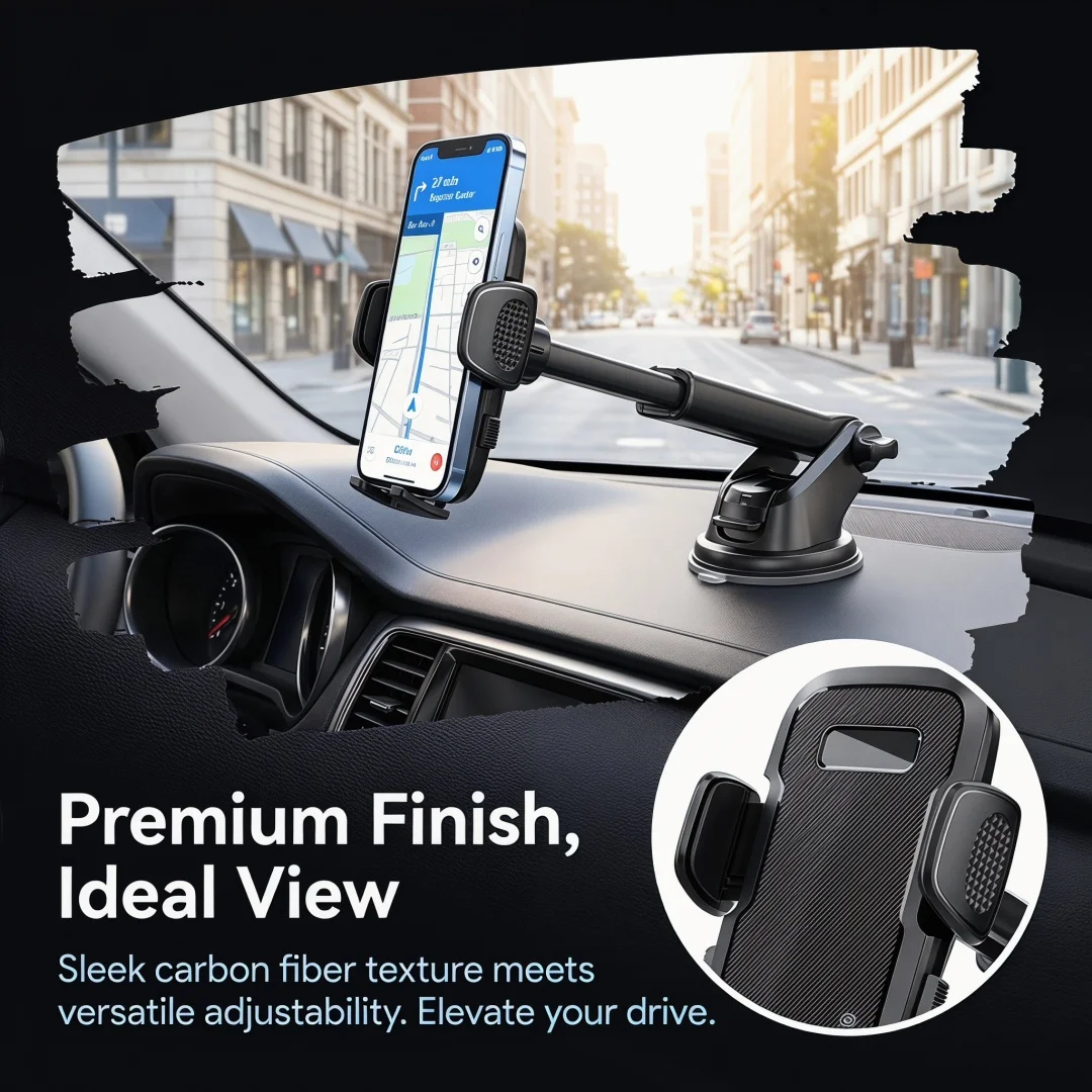 Extendable Rotatable Car Phone Holder Dashboard Suction Cup Style Navigation Stand for Vehicle thumbnail 3