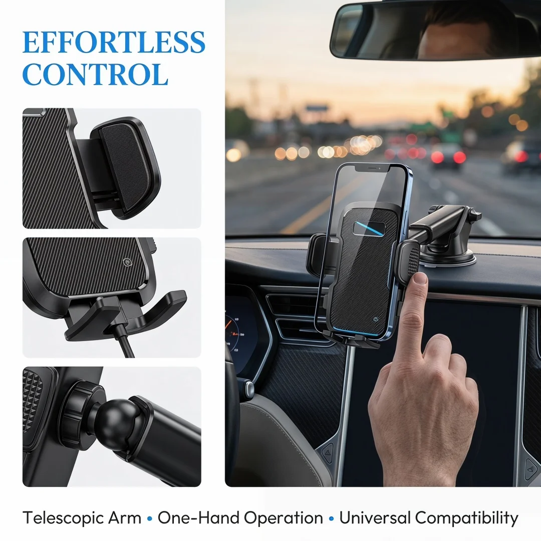 Extendable Rotatable Car Phone Holder Dashboard Suction Cup Style Navigation Stand for Vehicle thumbnail 4