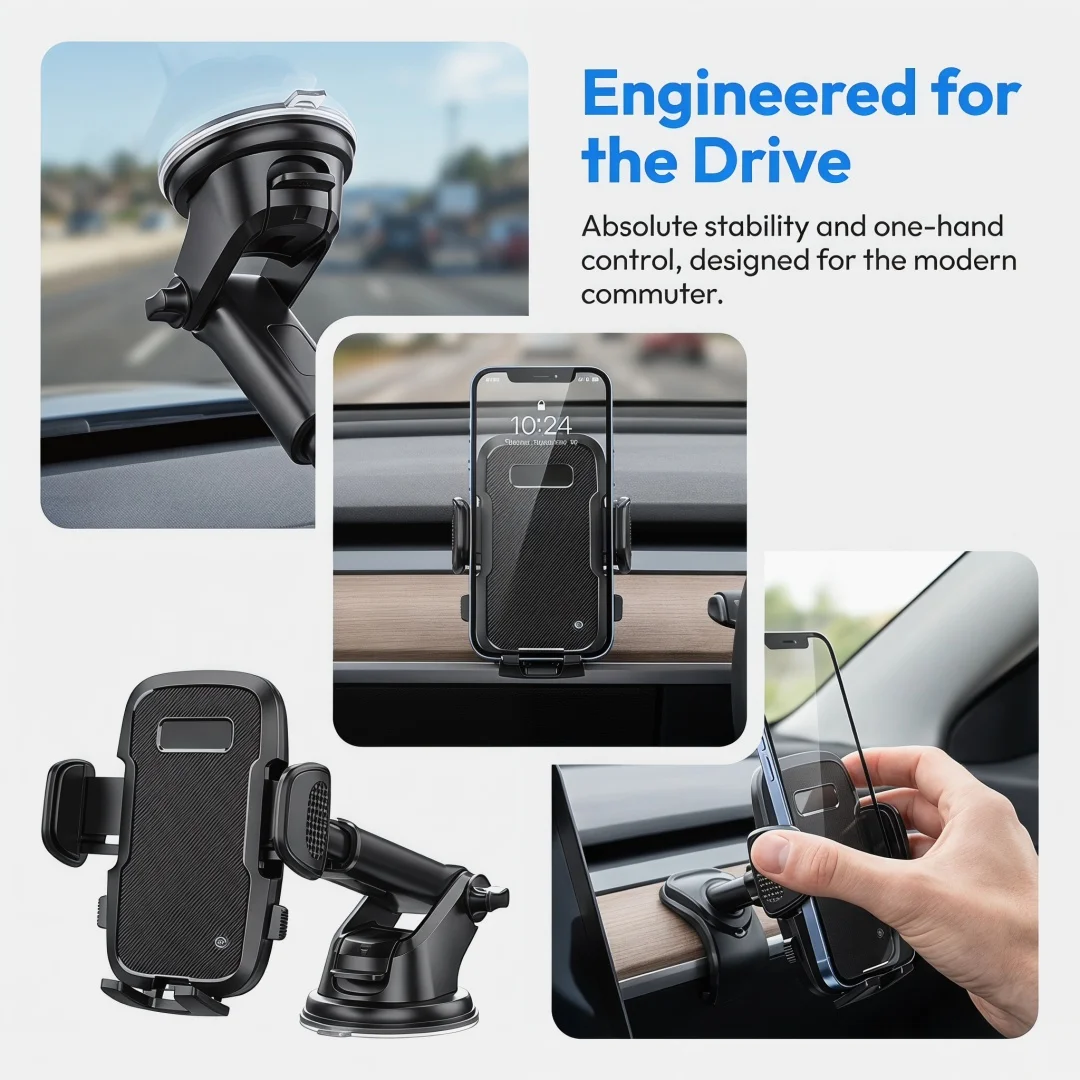 Extendable Rotatable Car Phone Holder Dashboard Suction Cup Style Navigation Stand for Vehicle thumbnail 5