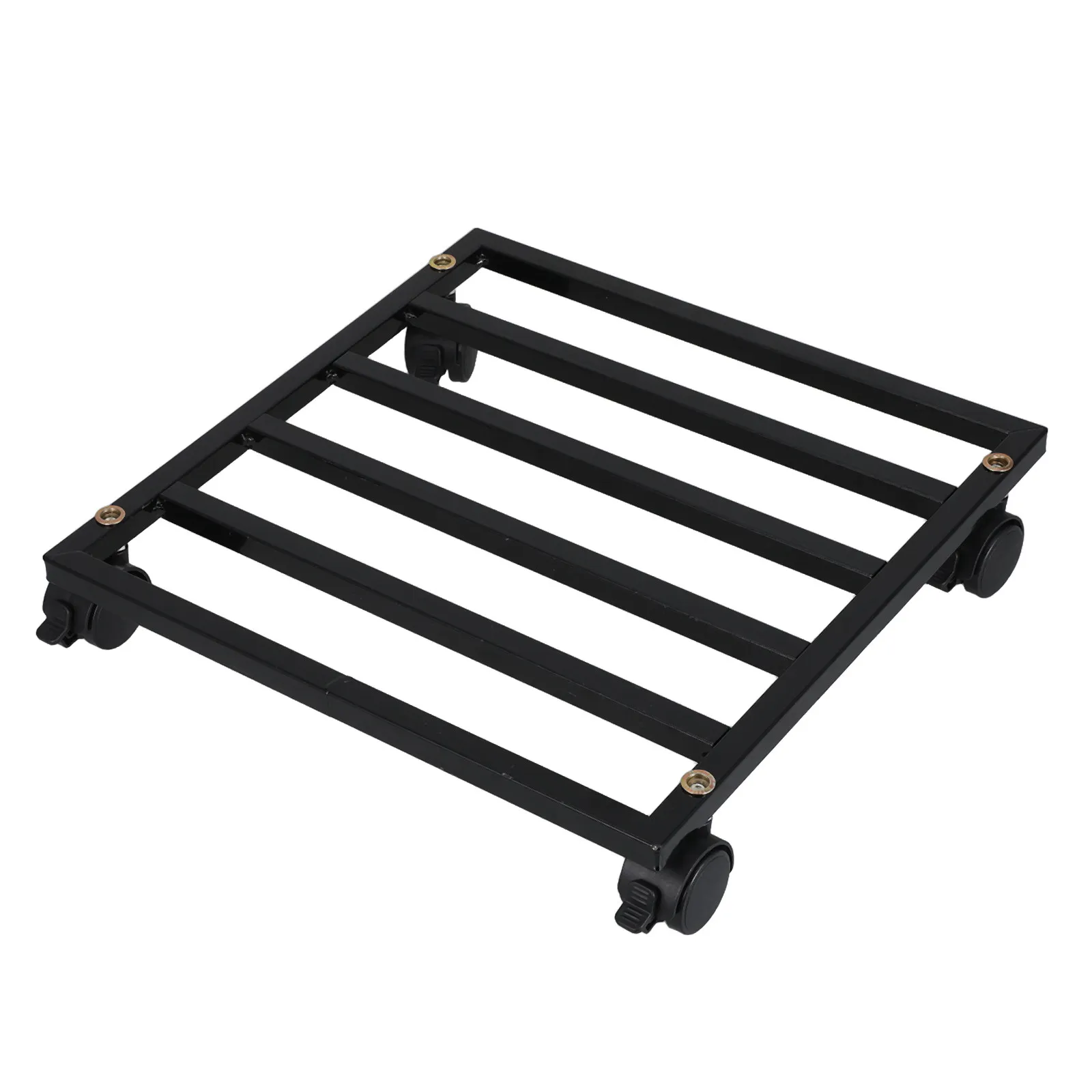 Metal Plant Pot Stand Square Flower Pot Holder with Wheels Cast Iron Garden Planter Stand Movable Base for Balcony Patio thumbnail 3