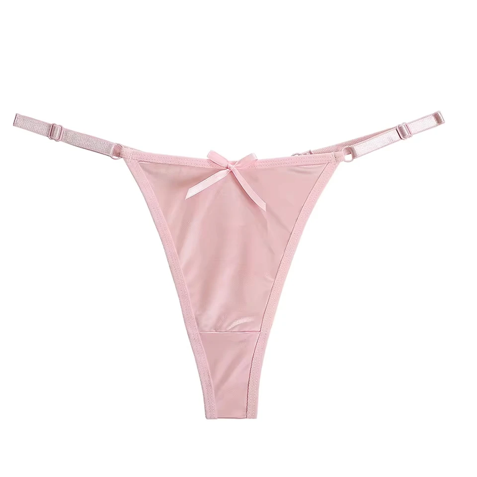 Tempting Thong Sexy Satin Adjustable Girls G-Strings Pants Comfort Low Rise Bow Briefs Underwear Seamless Thong Women's Panties