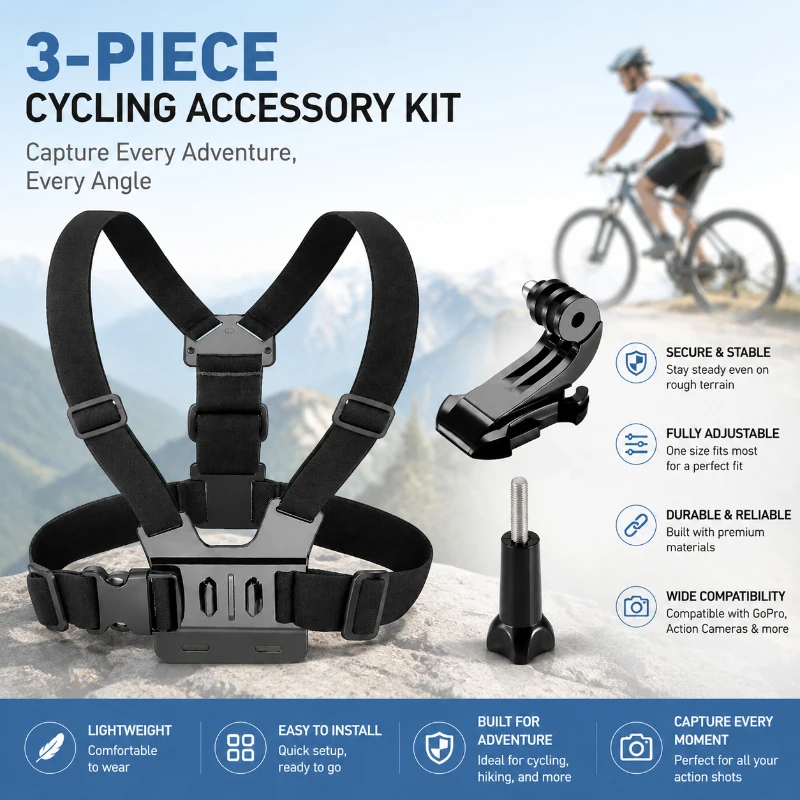 Chest Strap Kit with Phone Holder, Universal Mount Belt for GoPro, Insta360, Smartphone, Outdoor Hands-Free Shooting Accessory