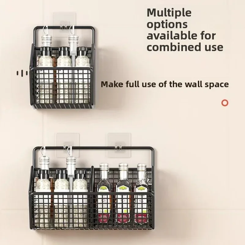 Wall-Mounted Green Onion Ginger Garlic Storage Rack Punch-Free Kitchen Multi-Functional Basket Organizer for Spices Herbs thumbnail 5