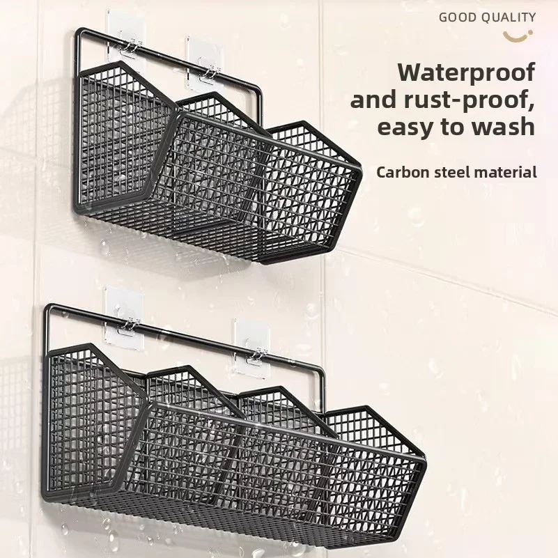 Wall-Mounted Green Onion Ginger Garlic Storage Rack Punch-Free Kitchen Multi-Functional Basket Organizer for Spices Herbs thumbnail 2