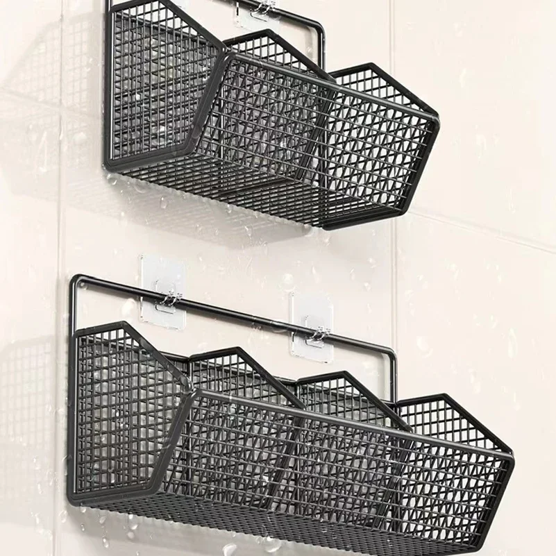 Wall-Mounted Green Onion Ginger Garlic Storage Rack Punch-Free Kitchen Multi-Functional Basket Organizer for Spices Herbs thumbnail 4