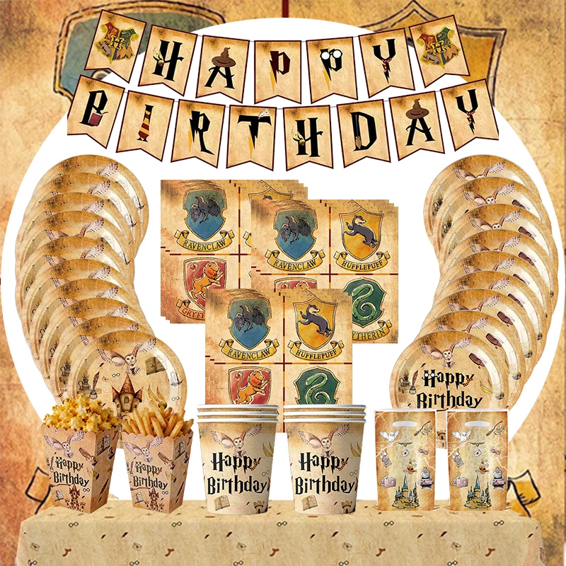 NEW Moive Birthday Decoration Set Tableware Cup Plate Napkin Tablecloth Banner Box Gift Bag Happy Birthday Party Supplies Favors