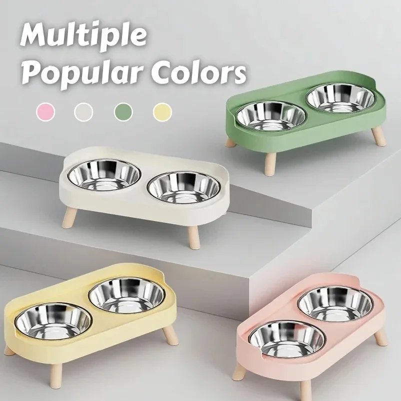 Dopamine Colorful Elevated Pet Feeder: Dual Stainless Steel Bowls with Neck Support - Fashion Food & Water Station for Pets thumbnail 6