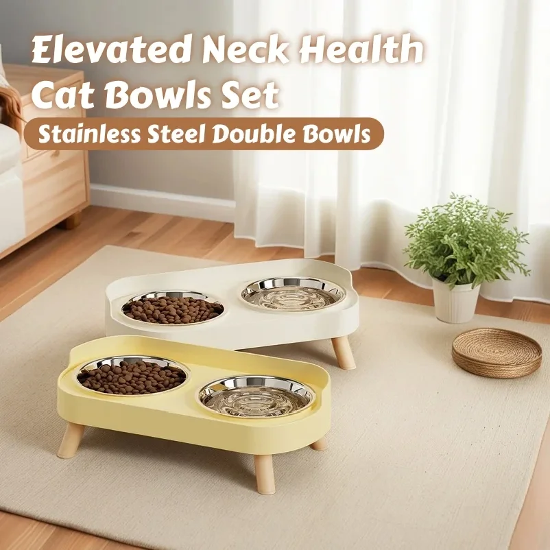 Dopamine Colorful Elevated Pet Feeder: Dual Stainless Steel Bowls with Neck Support - Fashion Food & Water Station for Pets thumbnail 3